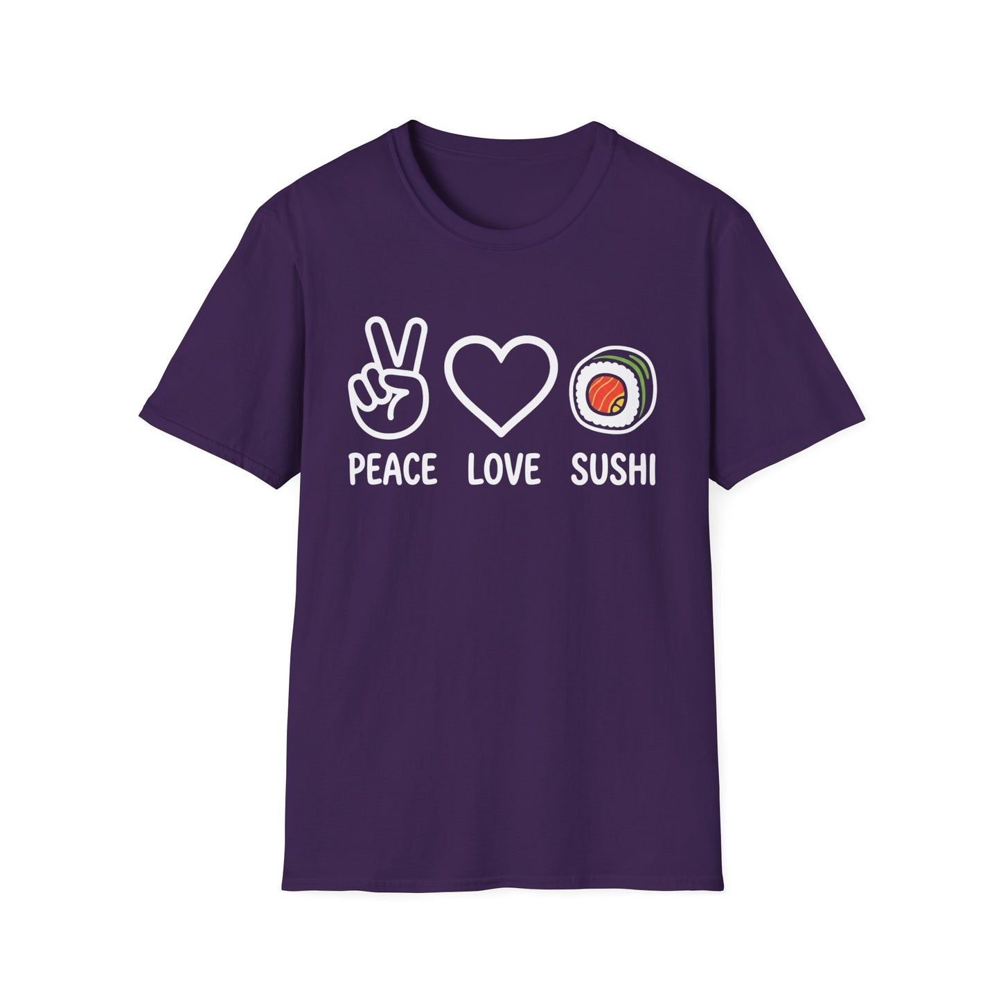 Peace Love Sushi T-Shirt — Cute Sushi Graphic Tee for Foodies