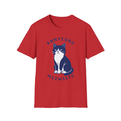 Annyeong Cat T-Shirt — Cute Korean Greeting Cat Graphic Tee ("Annyeong Meowseyo")