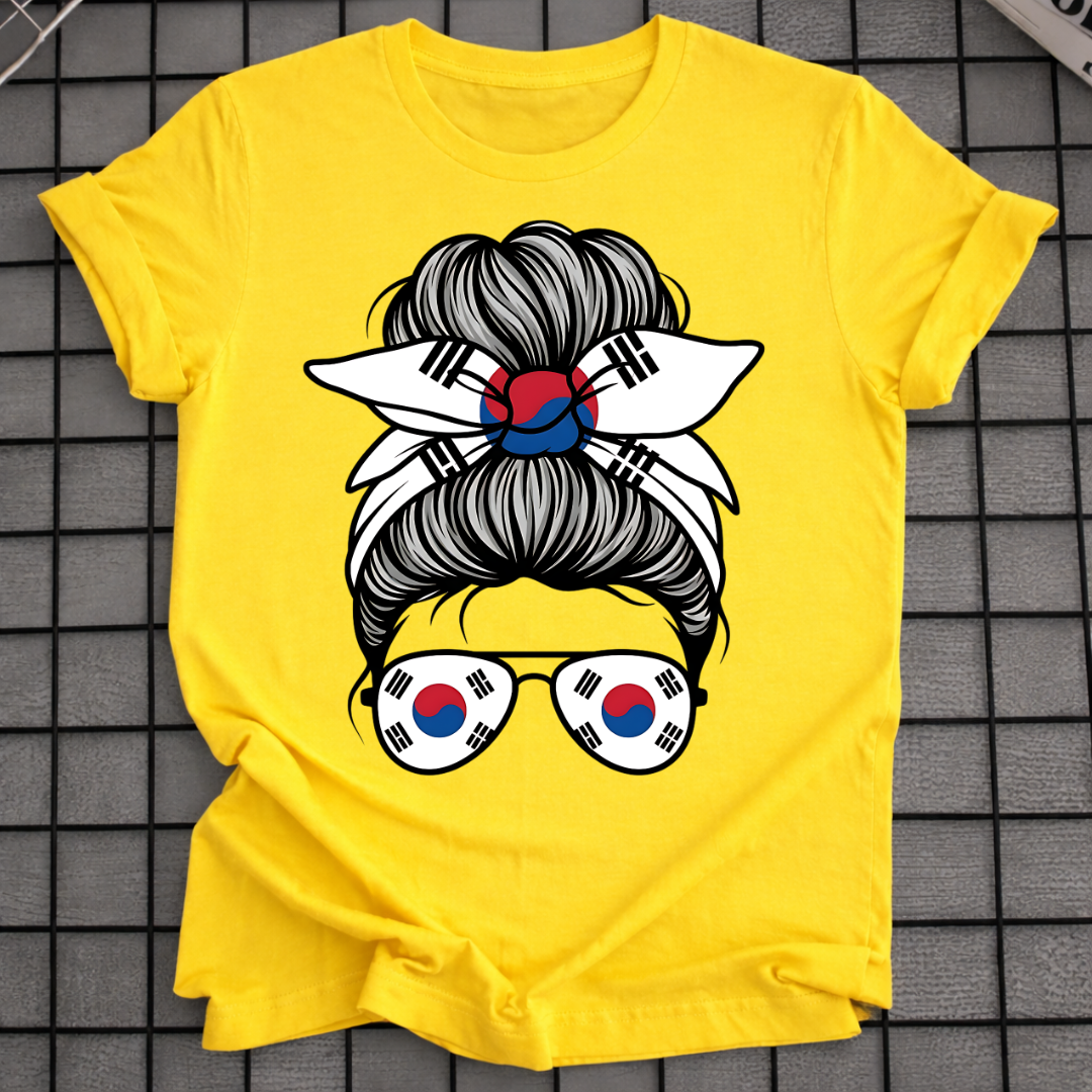 KOREAN GIRL MESSY BUN T-SHIRT