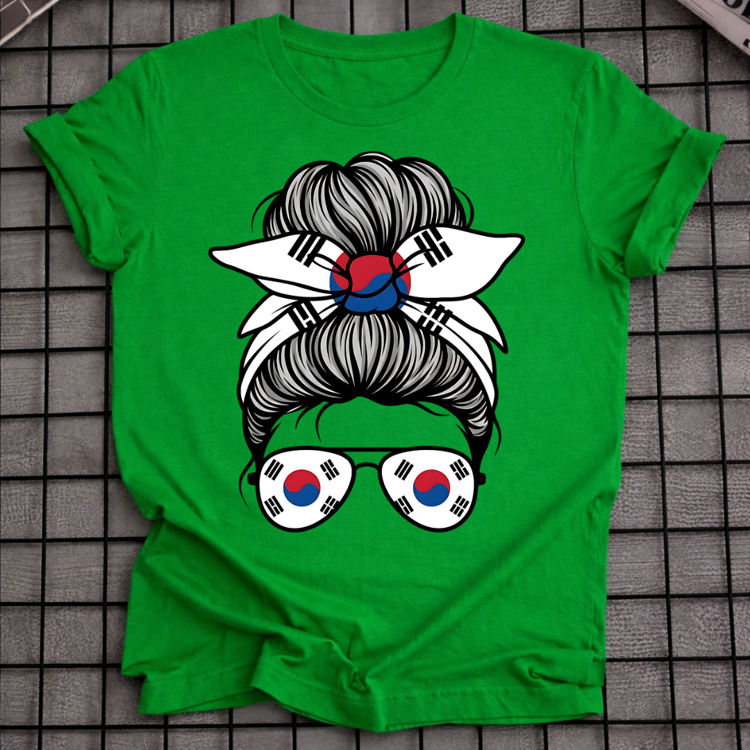 KOREAN GIRL MESSY BUN T-SHIRT