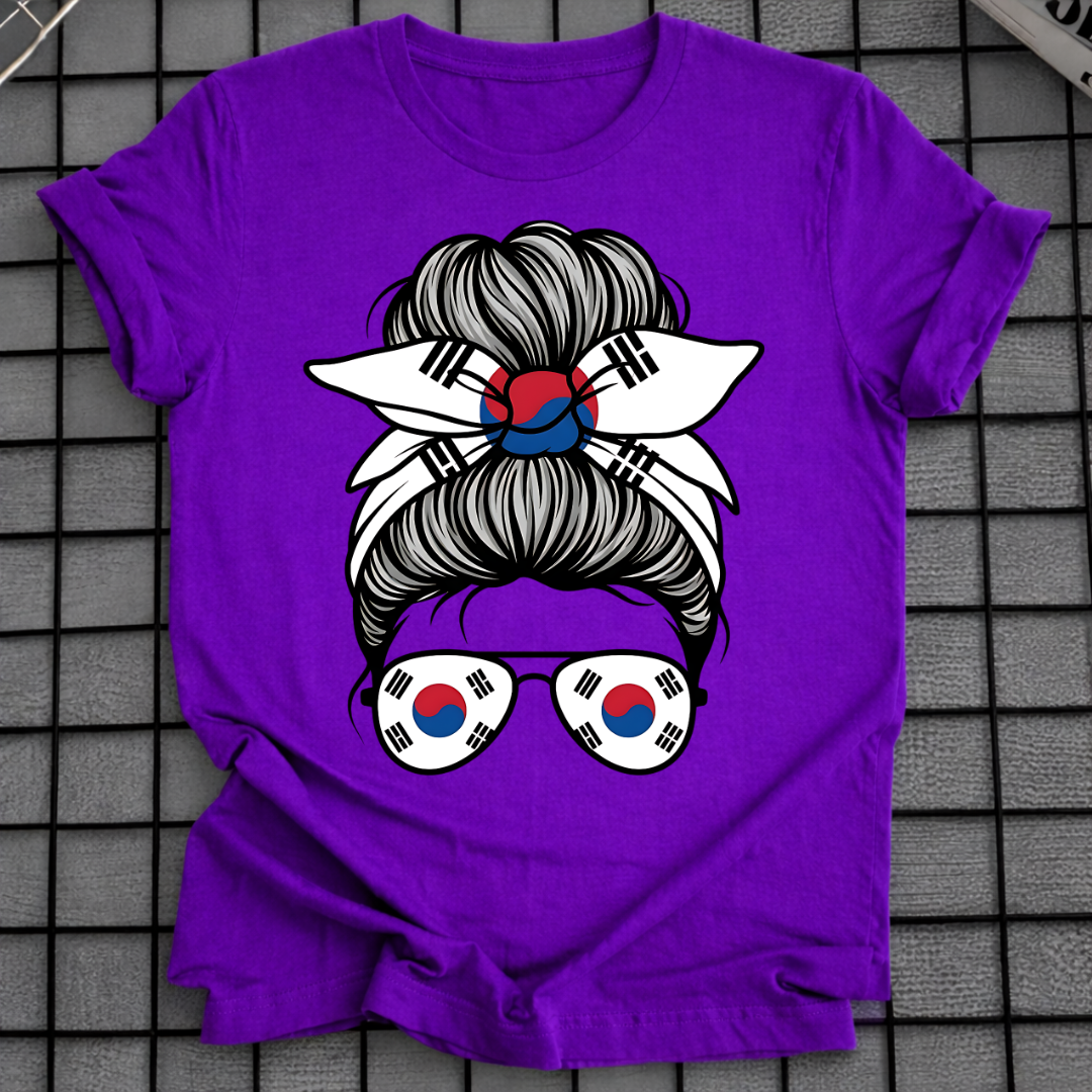 KOREAN GIRL MESSY BUN T-SHIRT