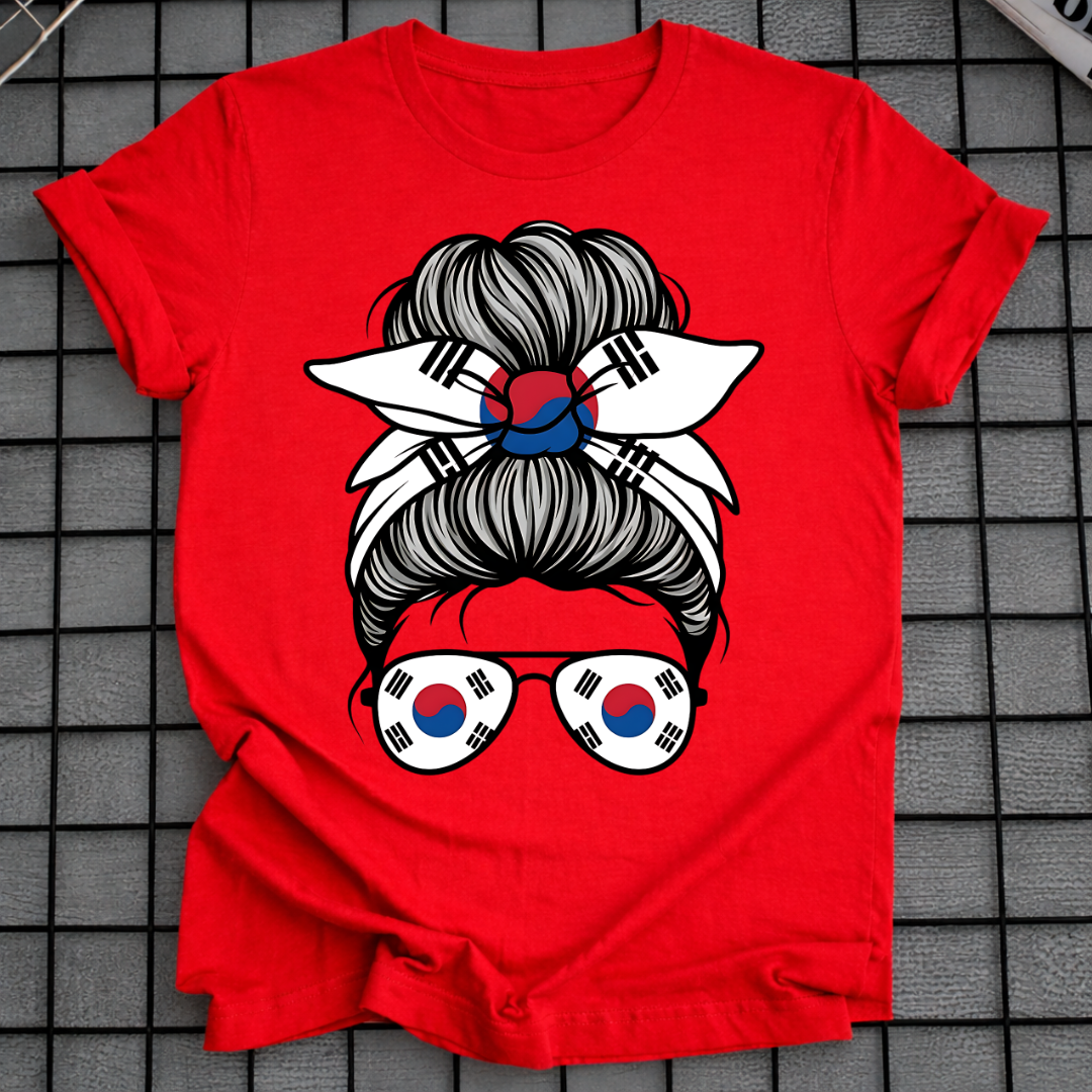 KOREAN GIRL MESSY BUN T-SHIRT