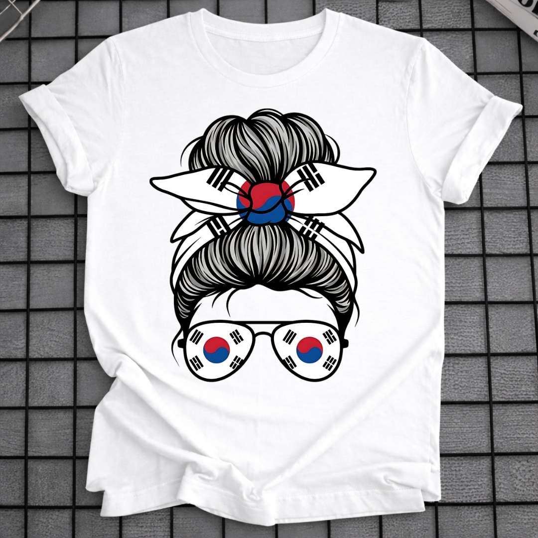 KOREAN GIRL MESSY BUN T-SHIRT