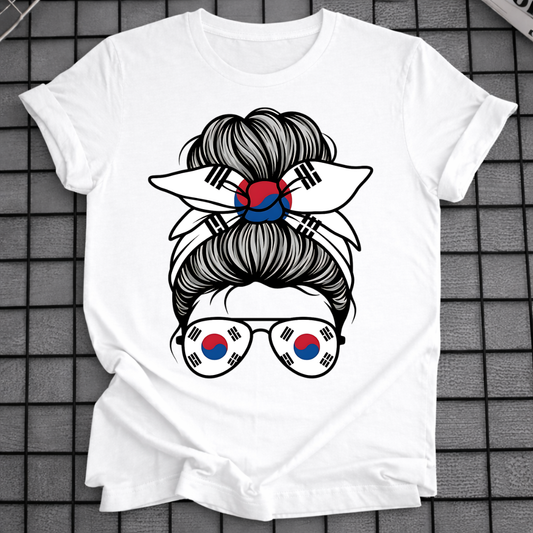 KOREAN GIRL MESSY BUN T-SHIRT