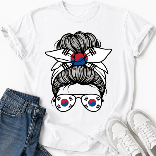 KOREAN GIRL MESSY BUN T-SHIRT