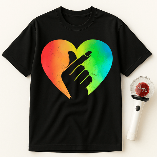 RAINBOW HEART FINGER K-POP UNISEX T-SHIRT