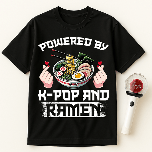 POWERED BY K-POP AND RAMEN UNISEX T-SHIRT