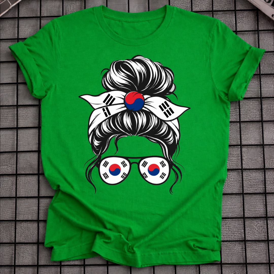 KOREAN FLAG MESSY BUN T-SHIRT
