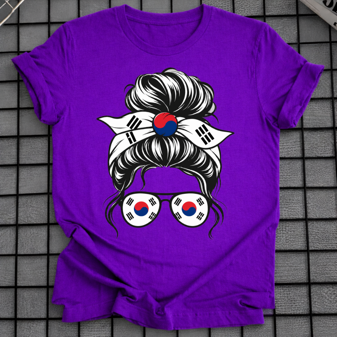 KOREAN FLAG MESSY BUN T-SHIRT