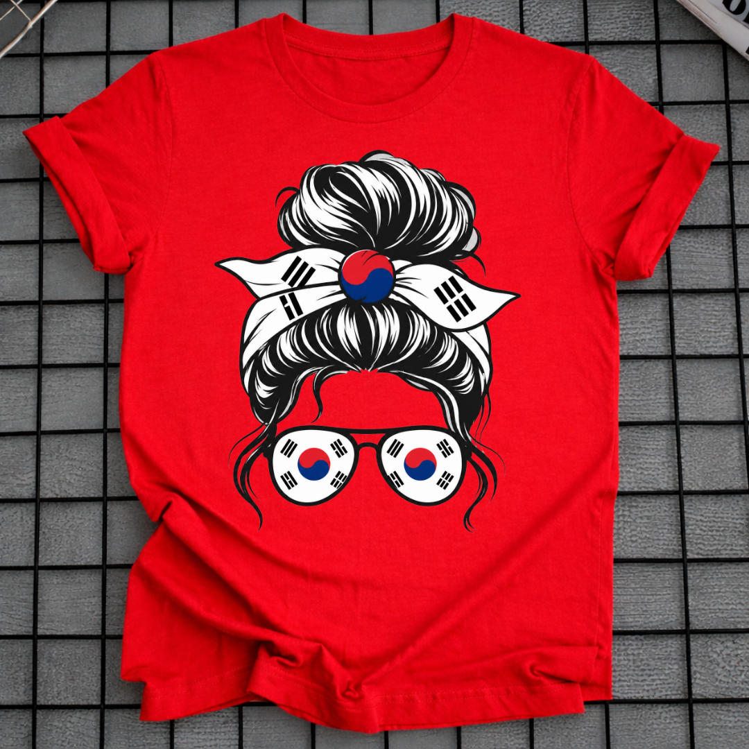 KOREAN FLAG MESSY BUN T-SHIRT