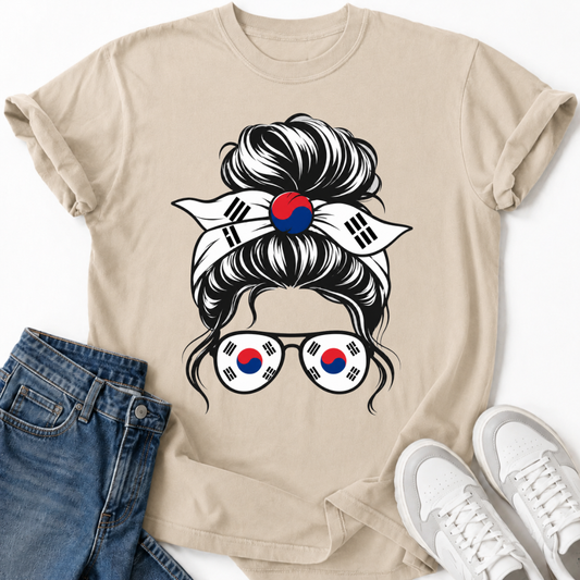 KOREAN FLAG MESSY BUN T-SHIRT