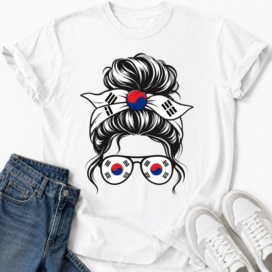 KOREAN FLAG MESSY BUN T-SHIRT