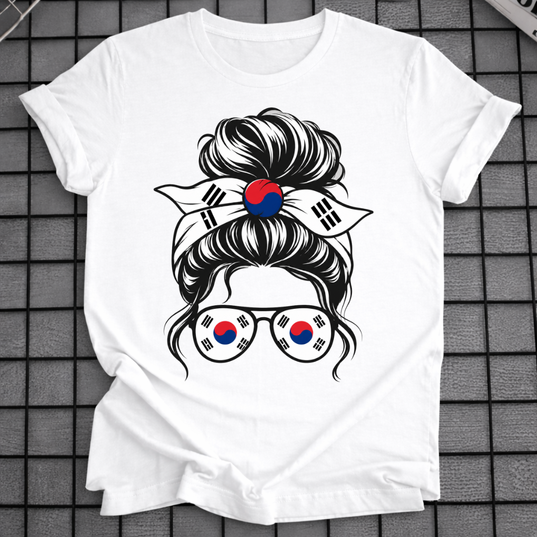 KOREAN FLAG MESSY BUN T-SHIRT