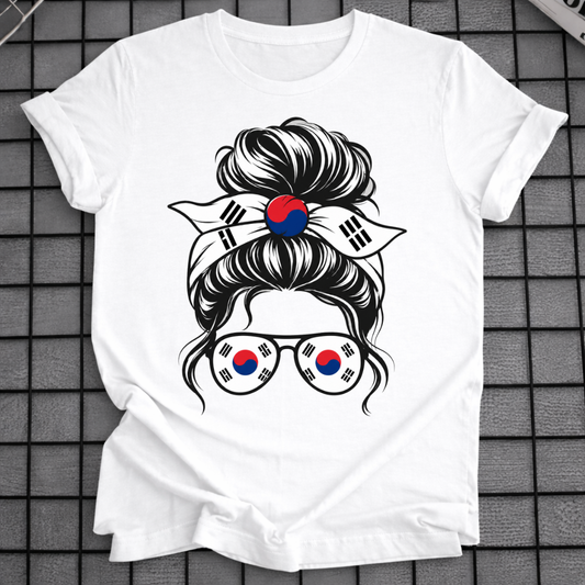 KOREAN FLAG MESSY BUN T-SHIRT