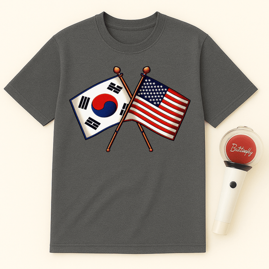 USA KOREA CROSSED FLAGS UNISEX T-SHIRT