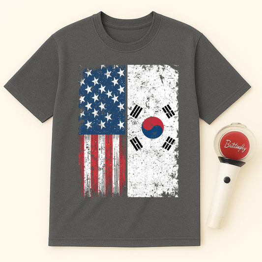 USA KOREA DISTRESSED FLAG UNISEX T-SHIRT