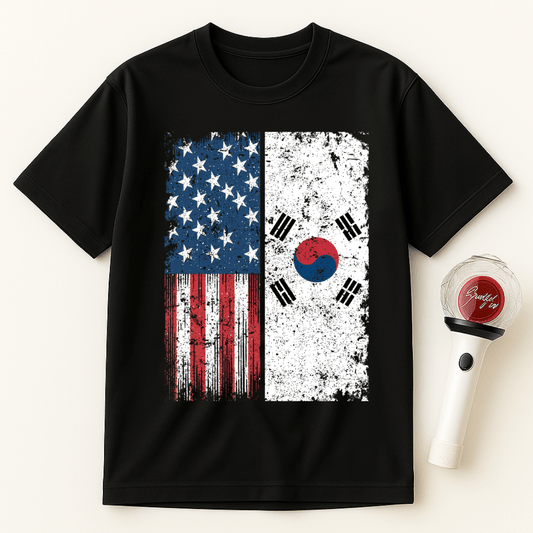 USA KOREA DISTRESSED FLAG UNISEX T-SHIRT