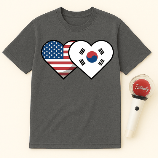 USA KOREA HEART UNISEX T-SHIRT