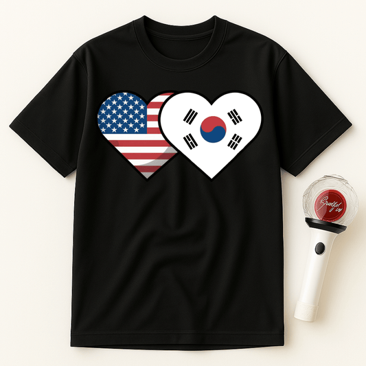 USA KOREA HEART UNISEX T-SHIRT