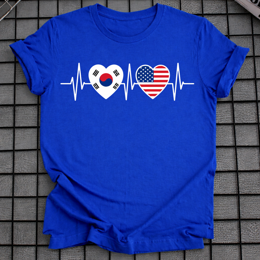 KOREA & USA HEARTBEAT T-SHIRT