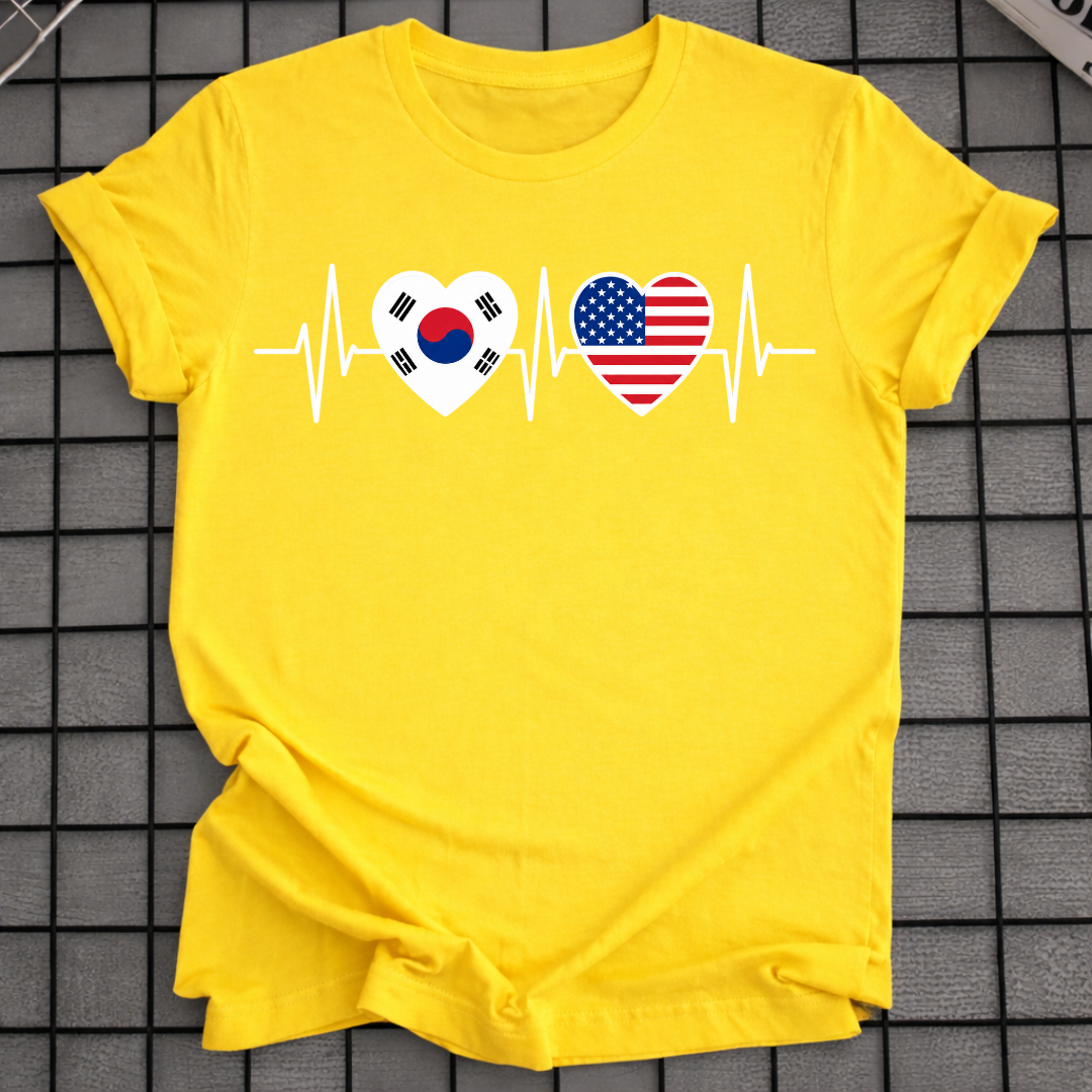 KOREA & USA HEARTBEAT T-SHIRT
