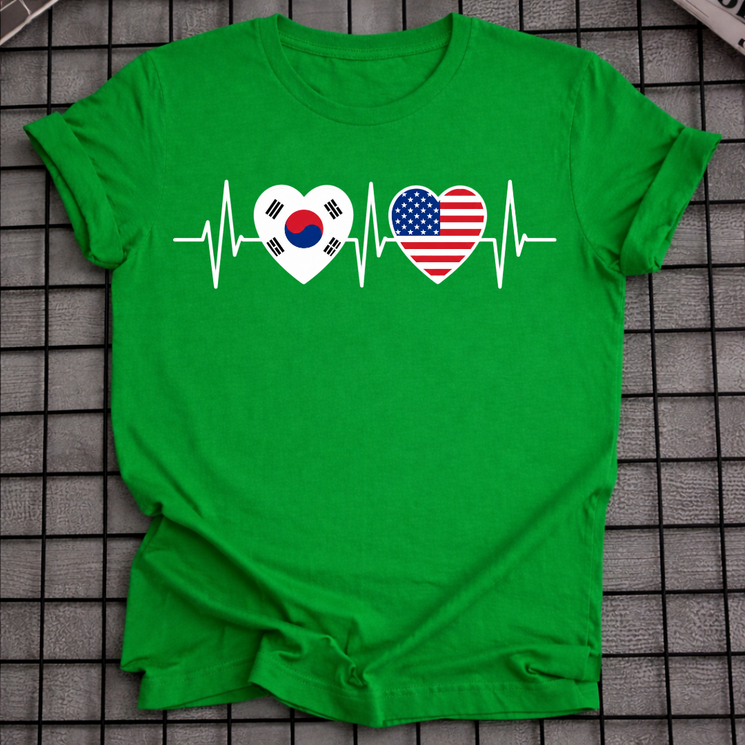 KOREA & USA HEARTBEAT T-SHIRT