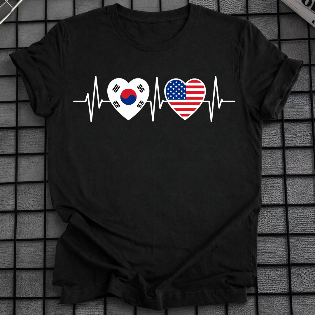 KOREA & USA HEARTBEAT T-SHIRT