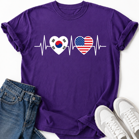 KOREA & USA HEARTBEAT T-SHIRT