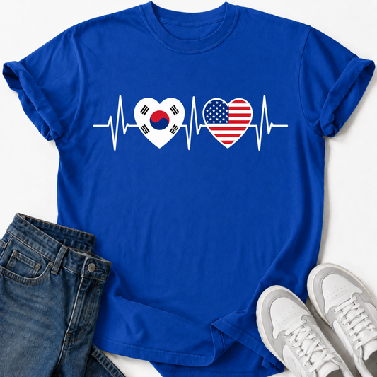 KOREA & USA HEARTBEAT T-SHIRT
