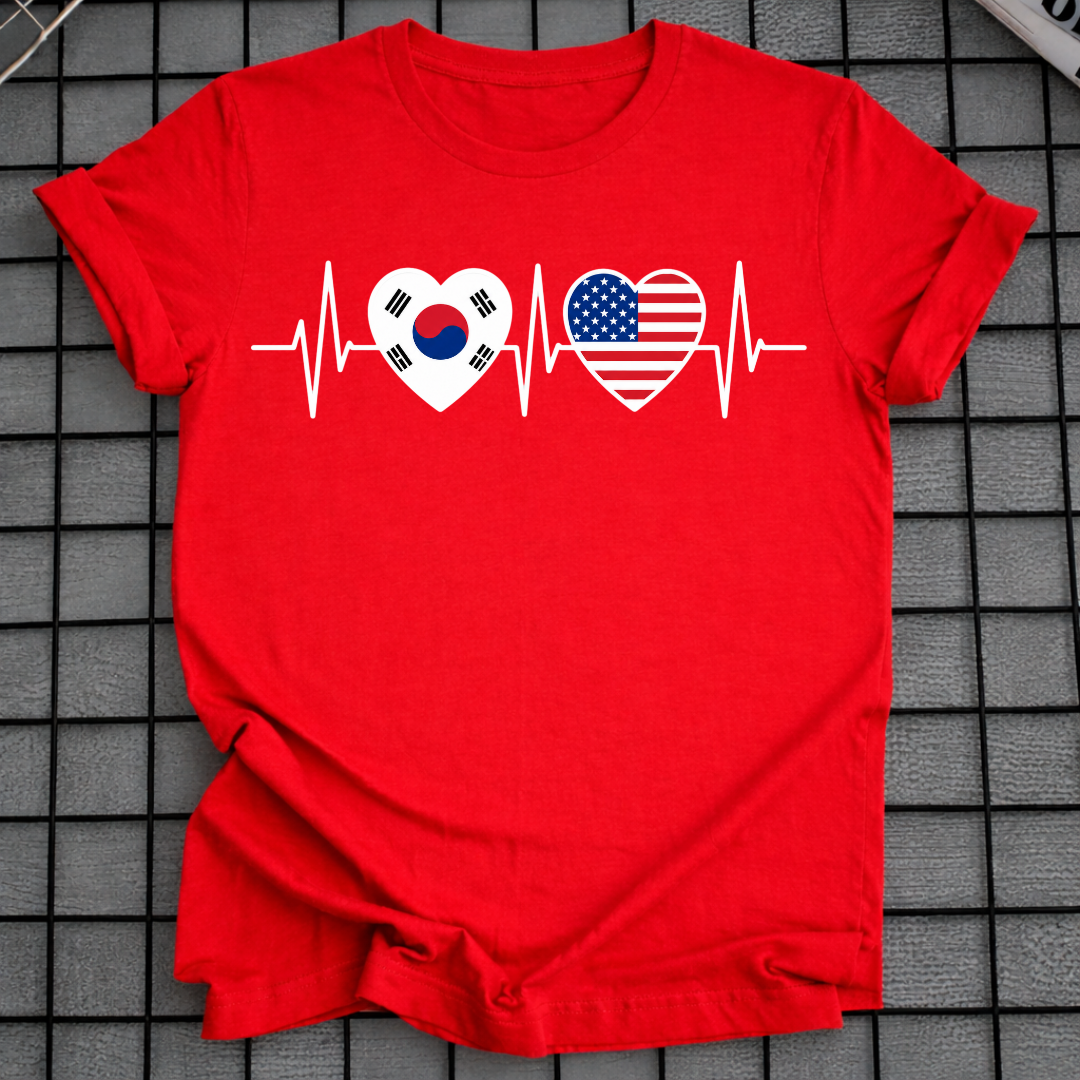KOREA & USA HEARTBEAT T-SHIRT