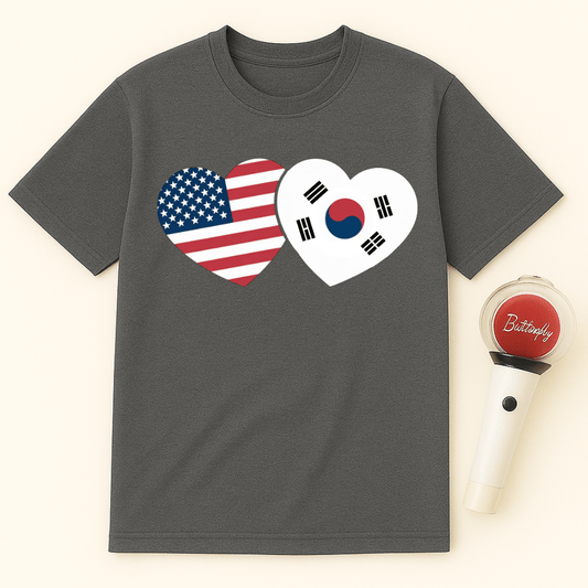 USA KOREA HEART UNISEX T-SHIRT