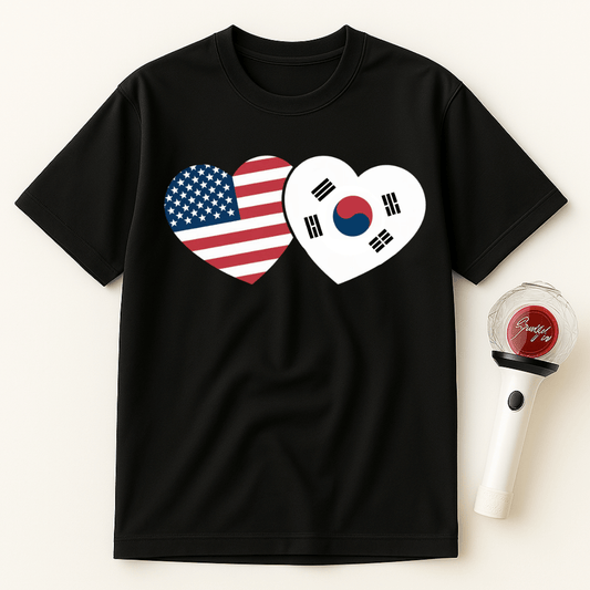 USA KOREA HEART UNISEX T-SHIRT