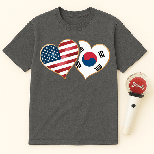 USA KOREA HEARTS UNISEX T-SHIRT