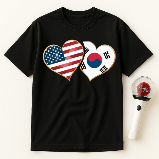 USA KOREA HEARTS UNISEX T-SHIRT