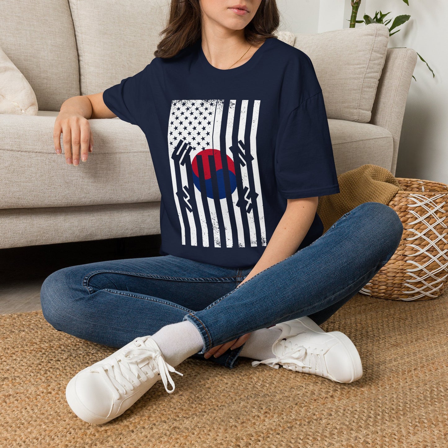 Korean Flag USA Mashup T-Shirt — Taegeuk Stripes Graphic Tee