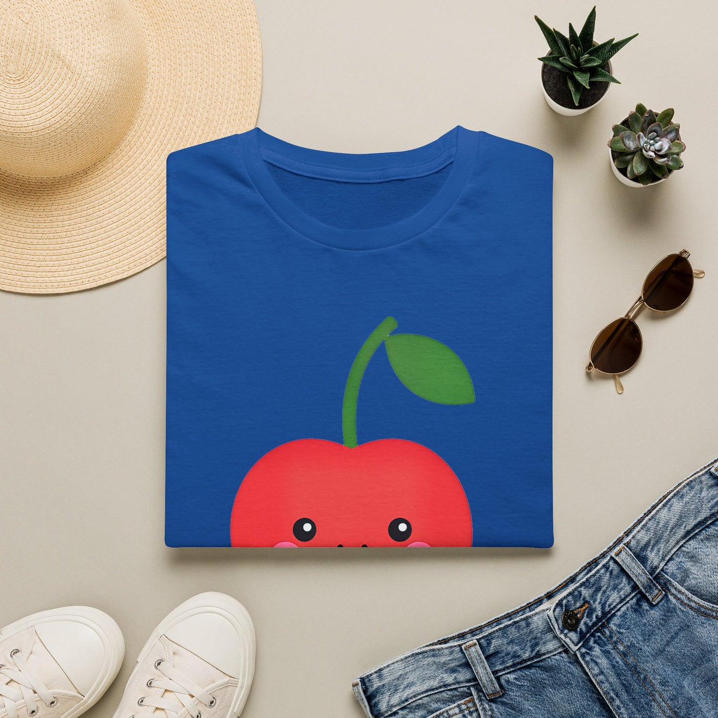Cherry Cute T-Shirt — Kawaii Cherry Graphic with Korean Text