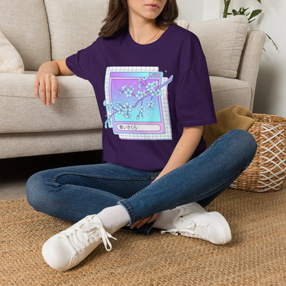Retro Cherry Blossom T-Shirt — Aesthetic Vaporwave Floral Tee