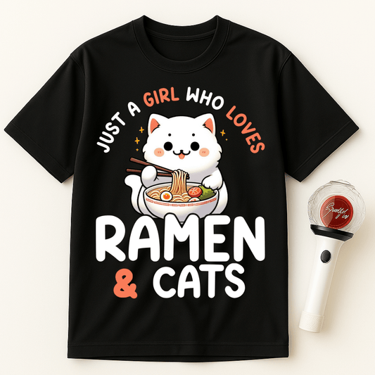 JUST A GIRL WHO LOVES RAMEN & CATS UNISEX T-SHIRT