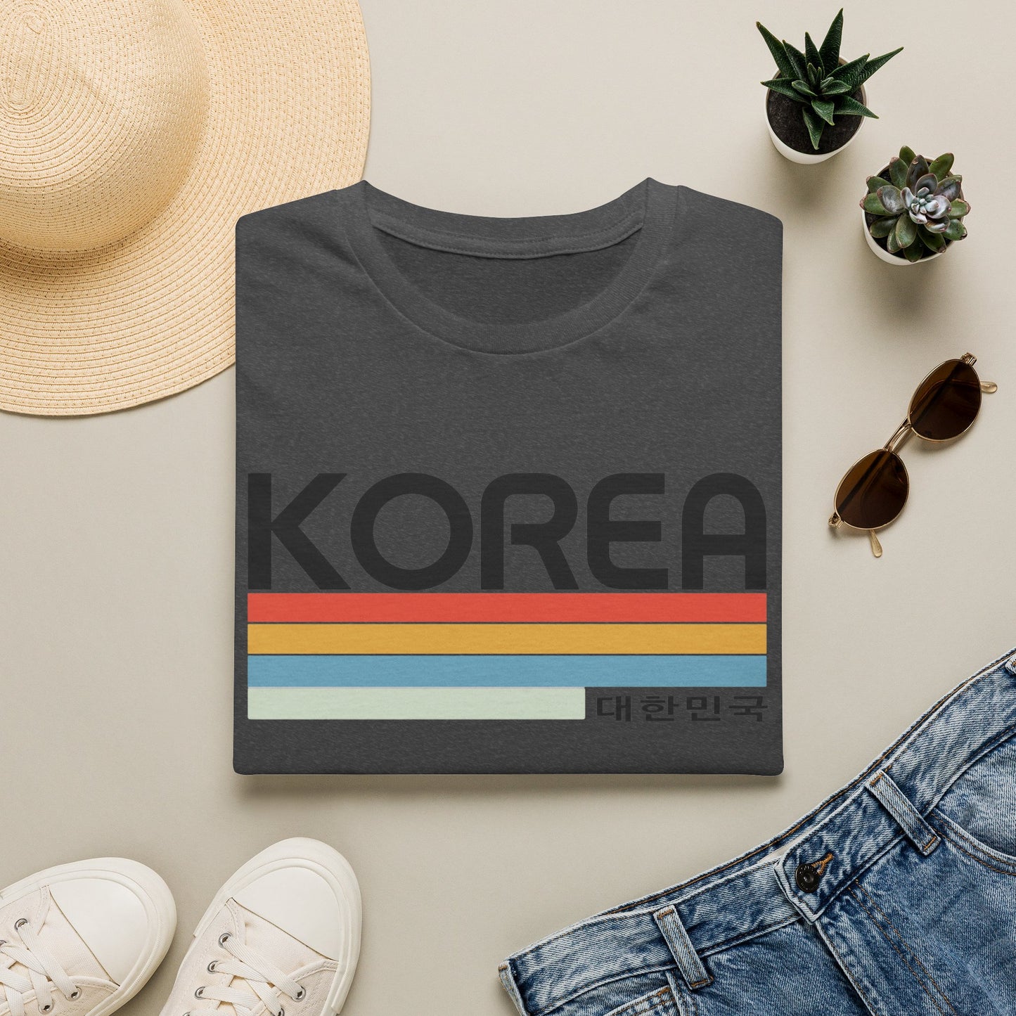 Korea Retro Stripe T-Shirt — 대한민국 Vintage Travel Tee