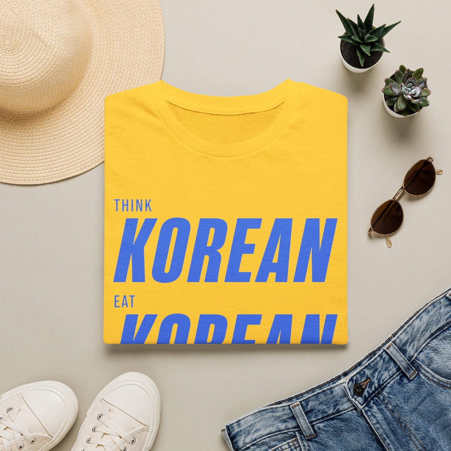 Korean Pride Tee — "Think Eat Live Korean" Graphic T-Shirt