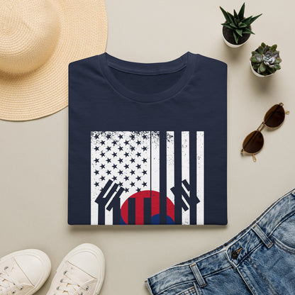 Korean Flag USA Mashup T-Shirt — Taegeuk Stripes Graphic Tee