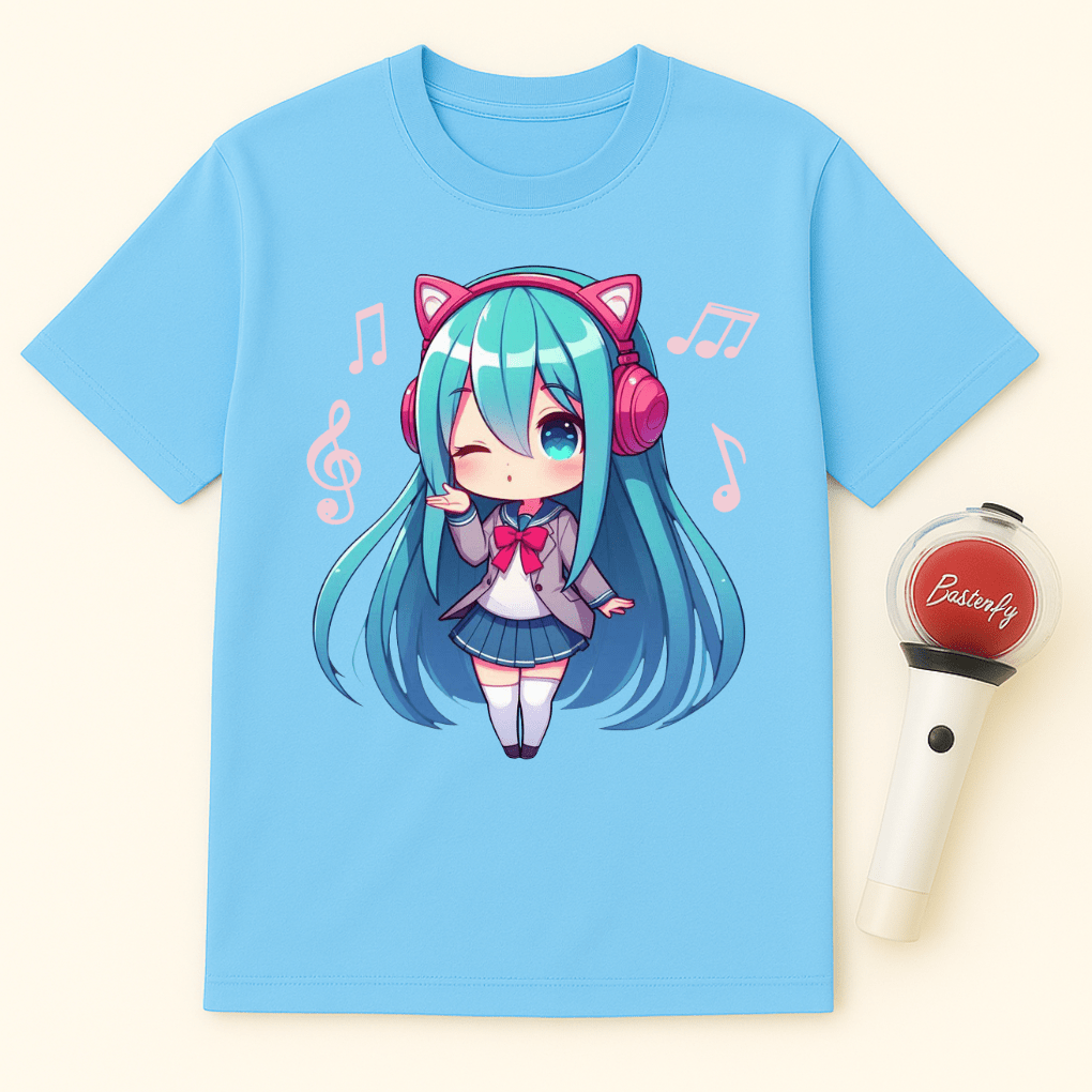 BLUE HAIRED CHIBI GIRL T-SHIRT