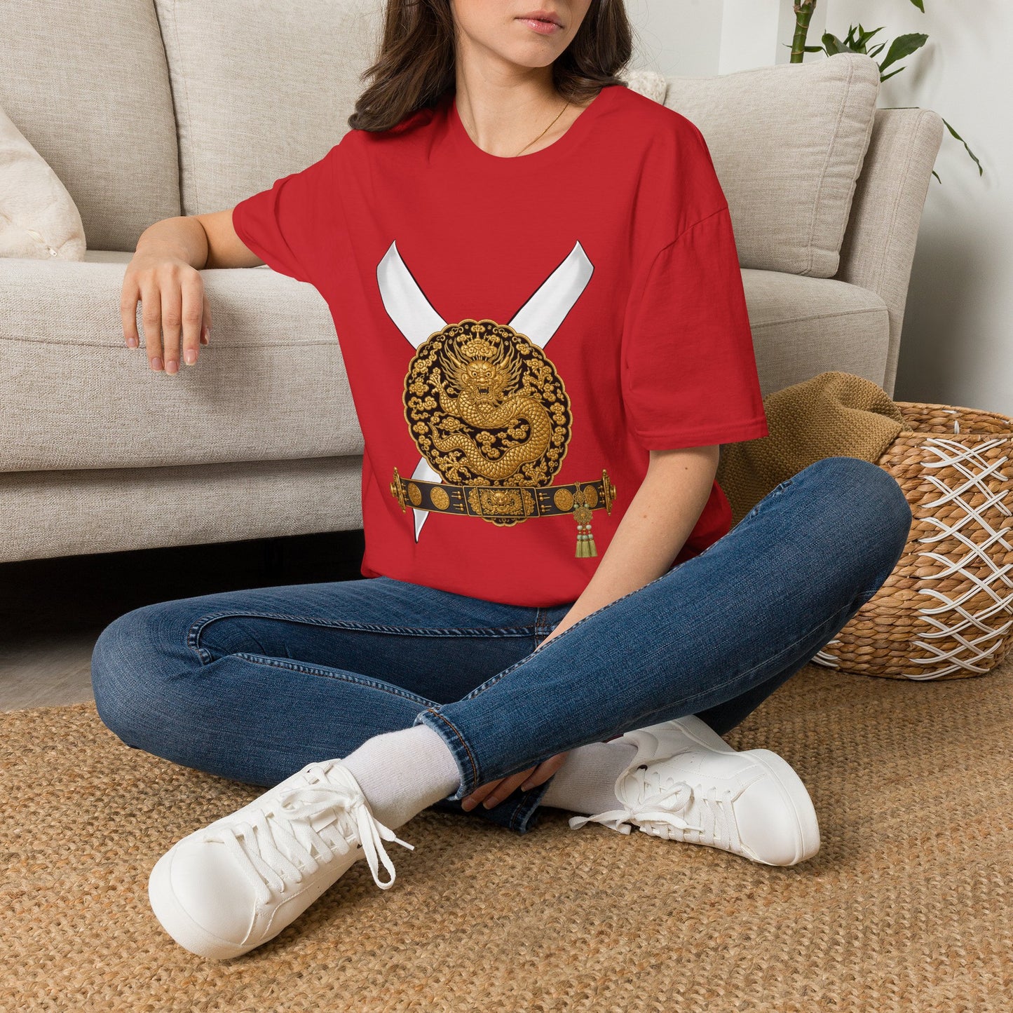 Samurai Crest T-Shirt — Traditional Katana & Dragon Shield Tee