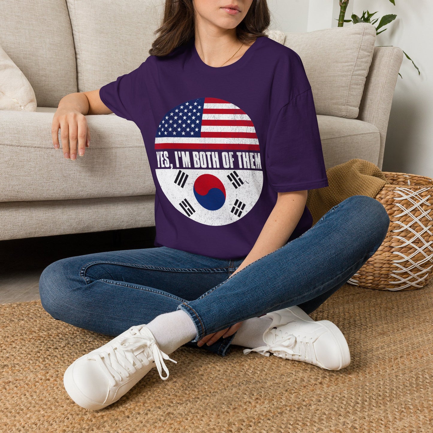 Yes, I'm Both of Them T-Shirt — USA & South Korea Flag Dual Heritage Tee