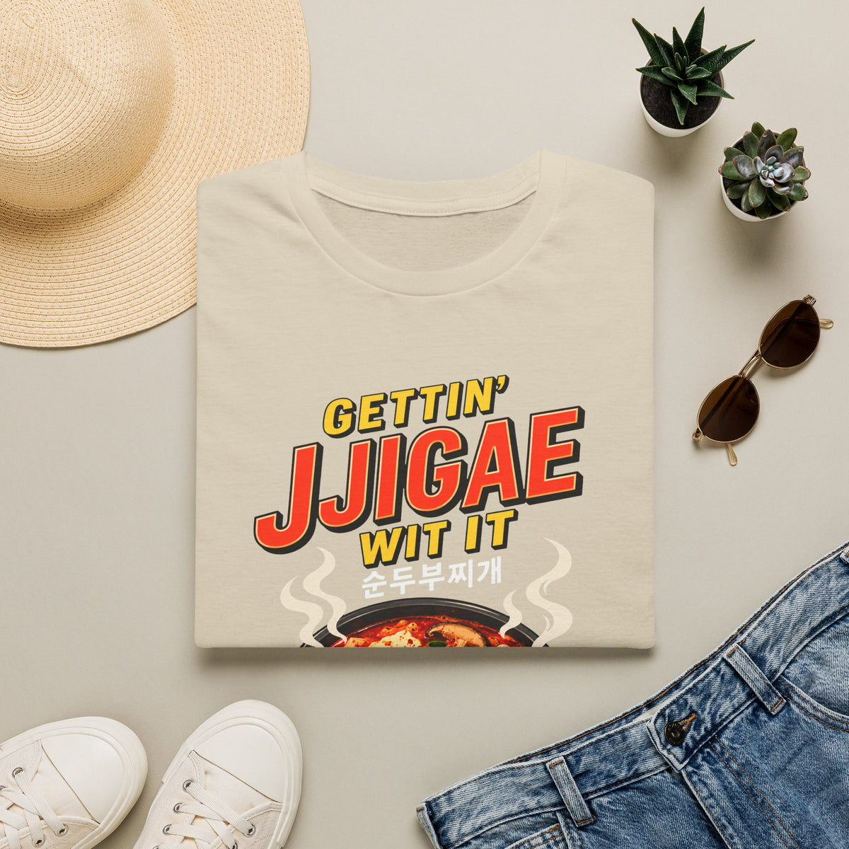 Jjigae T-Shirt — "Gettin' Jjigae Wit It" Korean Stew Graphic Tee