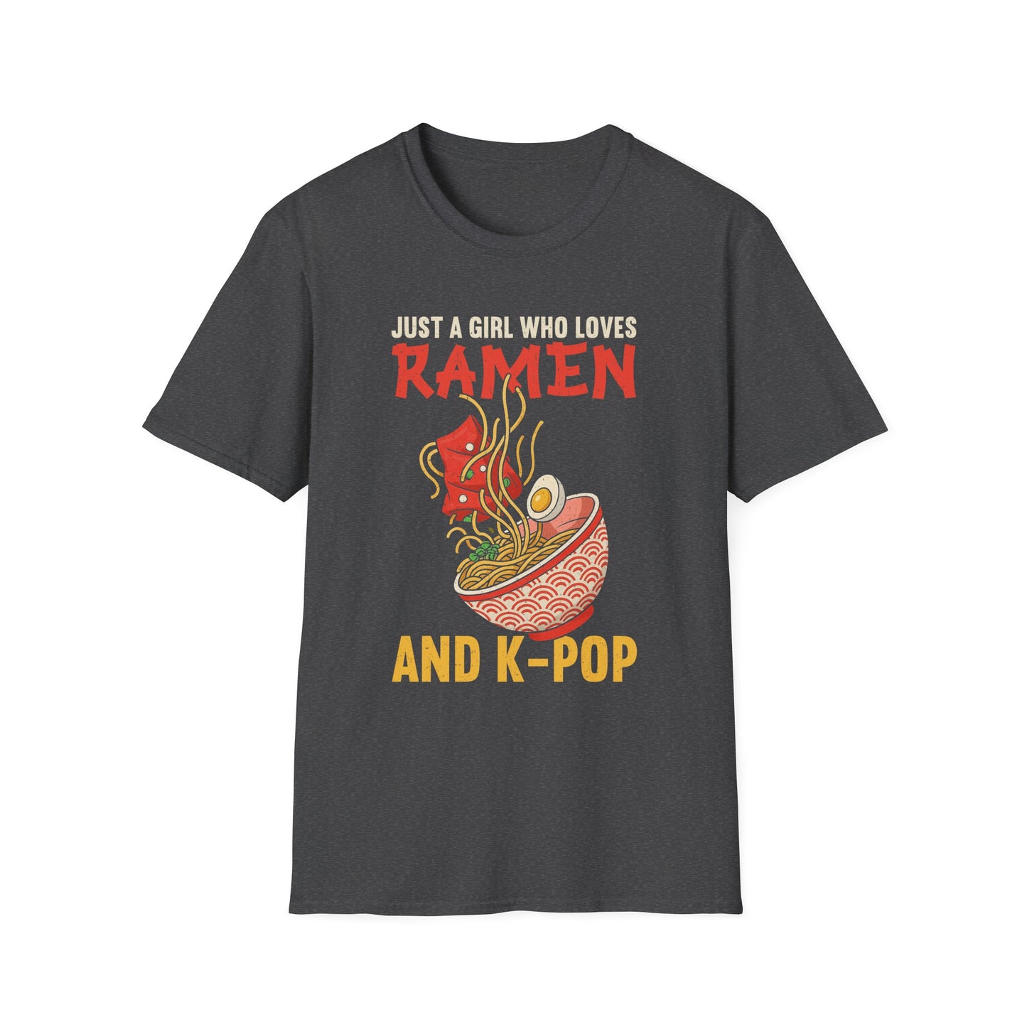 Ramen & K-Pop T-Shirt, Fun Graphic Tee for Foodies, Anime Lovers, Unique Gift for Birthdays, Casual Wear, Pop Culture Apparel
