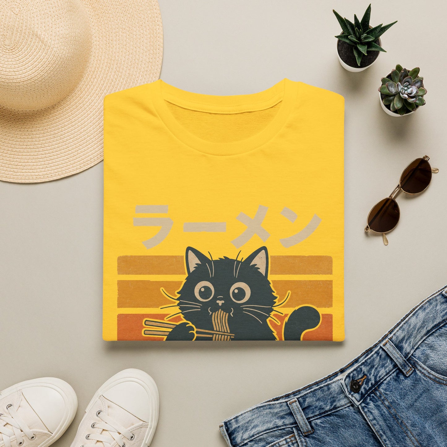 Ramen Cat T‑Shirt — Cute Japanese Neko Eating Ramen Graphic Tee