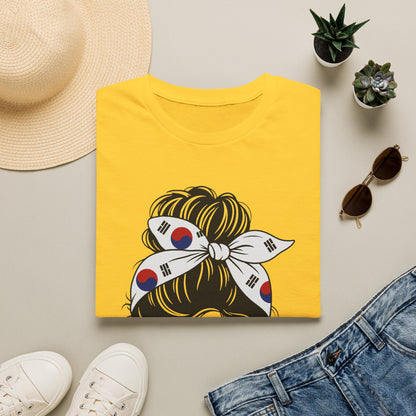South Korea Flag Hair Bun T-Shirt — Korean Pride Graphic Tee