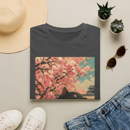 Cherry Blossom Cat T-Shirt — Cute Black Cat Under Sakura Scene