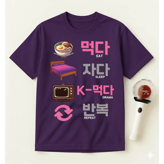 EAT SLEEP K-DRAMA REPEAT T-SHIRT